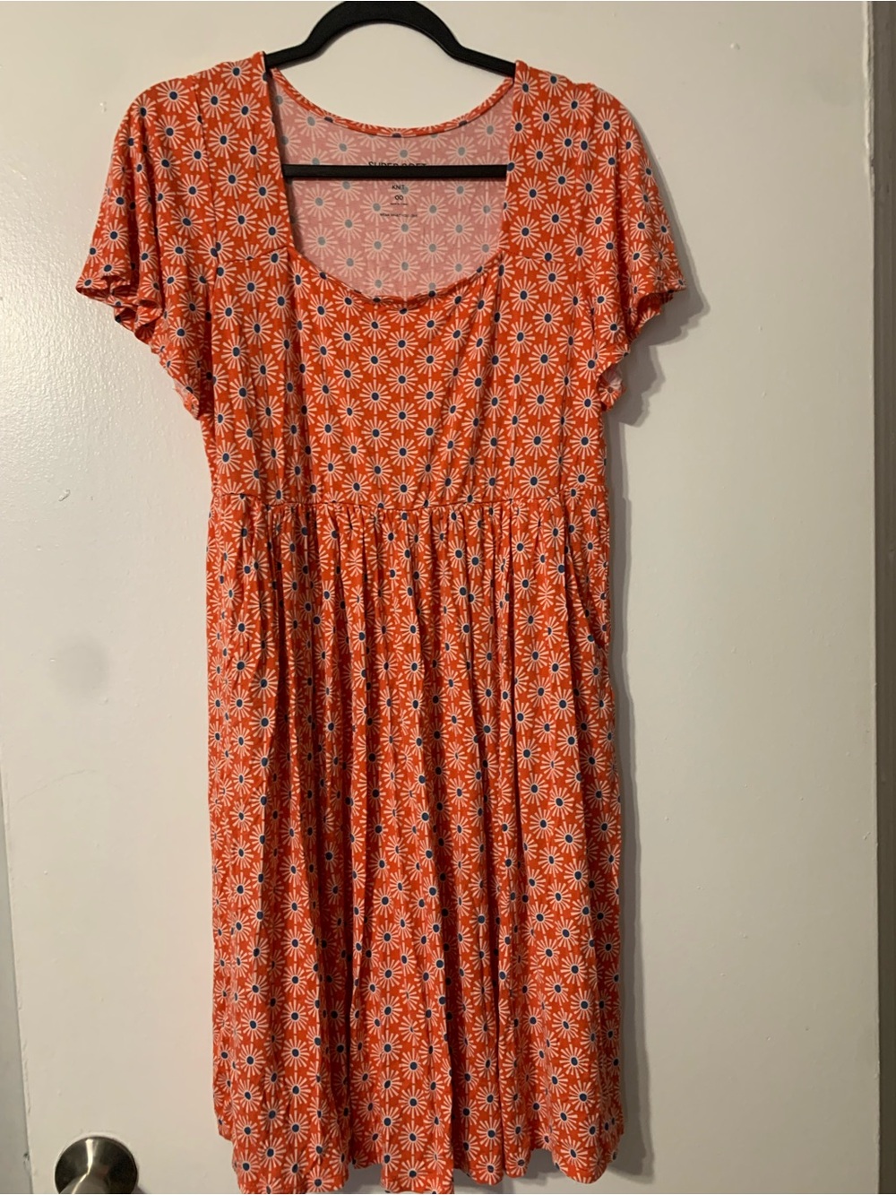 Orange Floral Scoop-Neck Women’s Dress